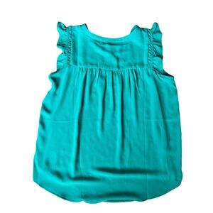 Women's LOFT Sleeveless Blouse, XS, Kelly Green. Ruffle Shoulder, Flowy